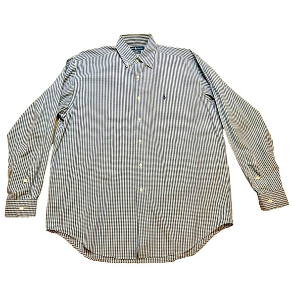 Vintage Ralph Lauren Blake Men's Button Down Collard Shirt Medium Blue Plaid U.S - Picture 4 of 8